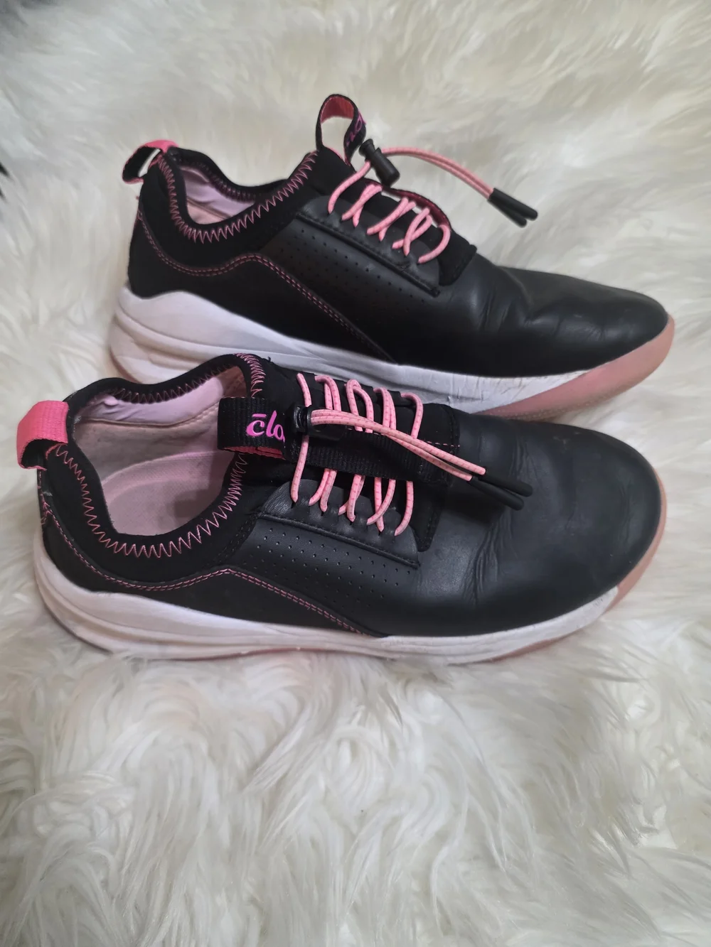 Women's Black Sneakers with Pink Accents - Lightweight Everyday Sport Shoes